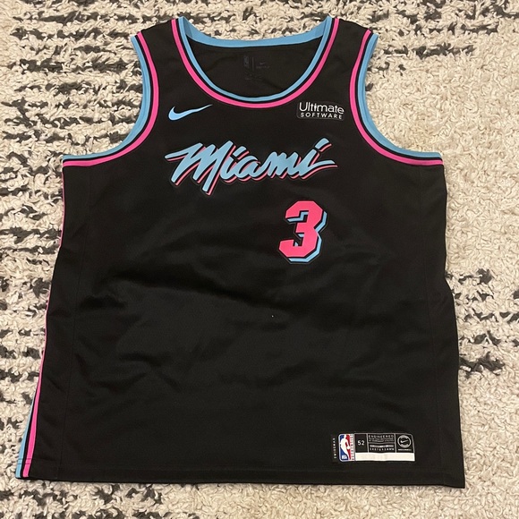 Nike Miami Heat vice nights Basketball Jersey - Black with Pink and Blue Accents - Picture 1 of 4